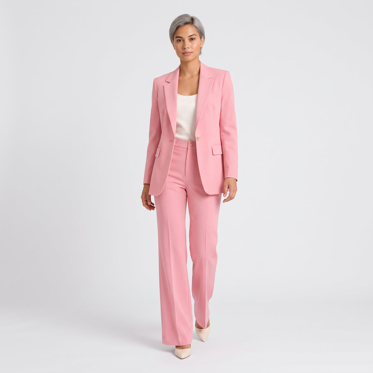 Damen Hosenanzug mit High-Waist-Hose – Slim Fit — Pink