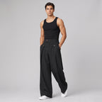 Herren Wide-Leg-Hose mit Bundfalten – Relaxed Fit — Schwarz