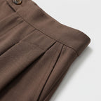 Herren Wide-Leg-Hose mit Bundfalten – Relaxed Fit — Braun