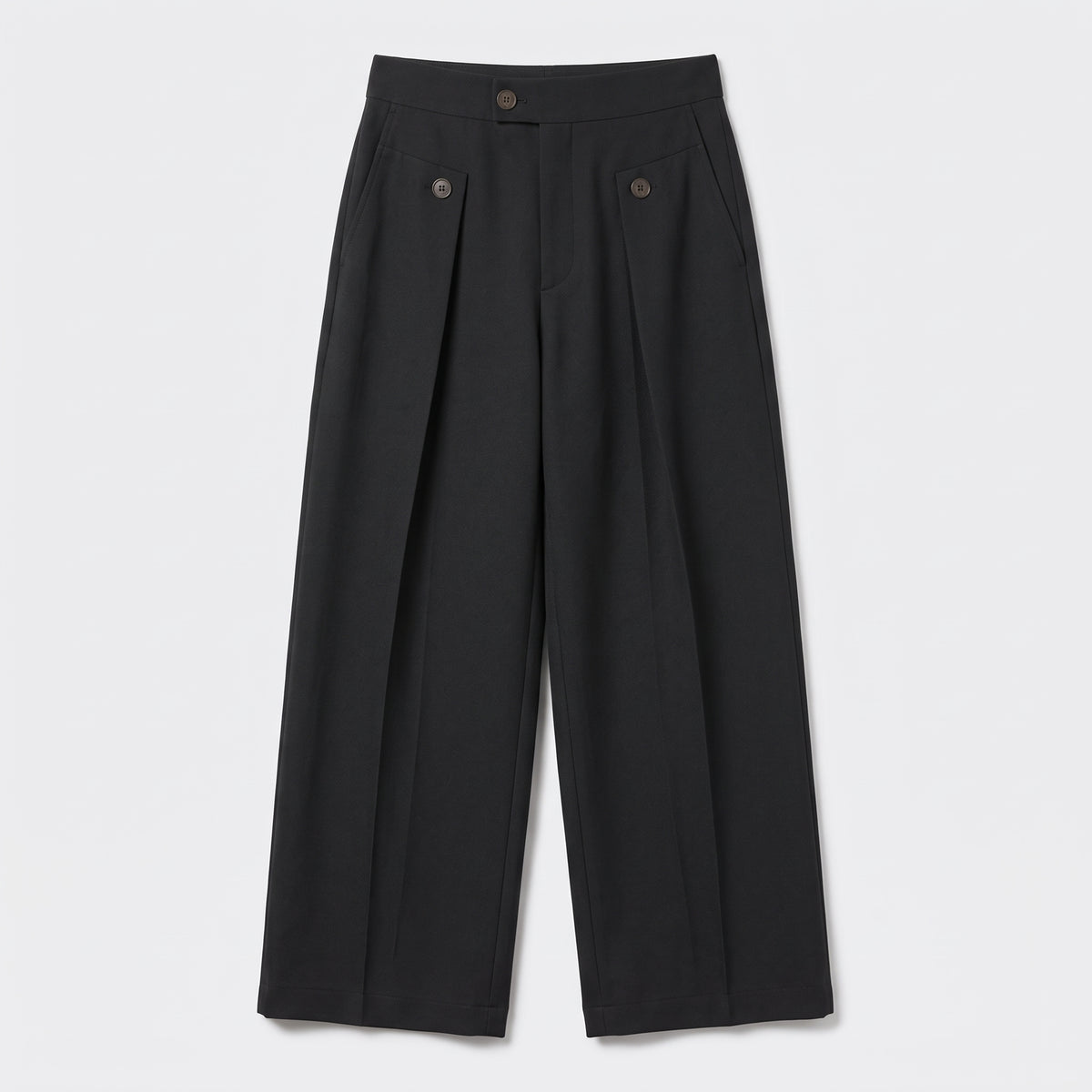 Herren Wide-Leg-Hose mit Bundfalten – Relaxed Fit — Schwarz