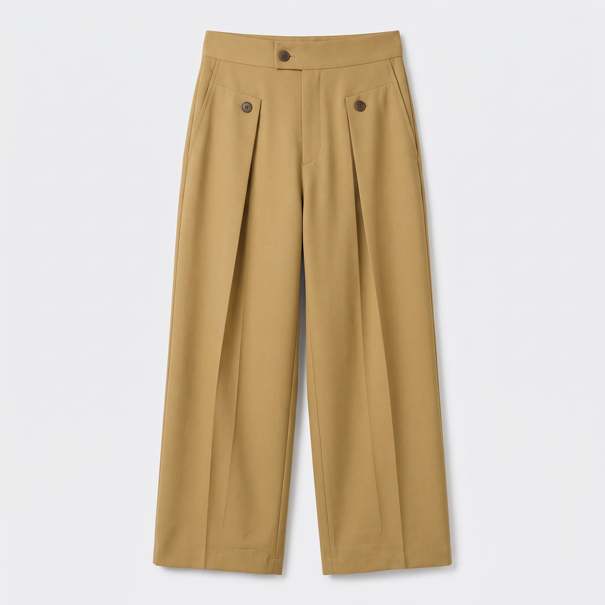 Herren Wide-Leg-Hose mit Bundfalten – Relaxed Fit — Khaki