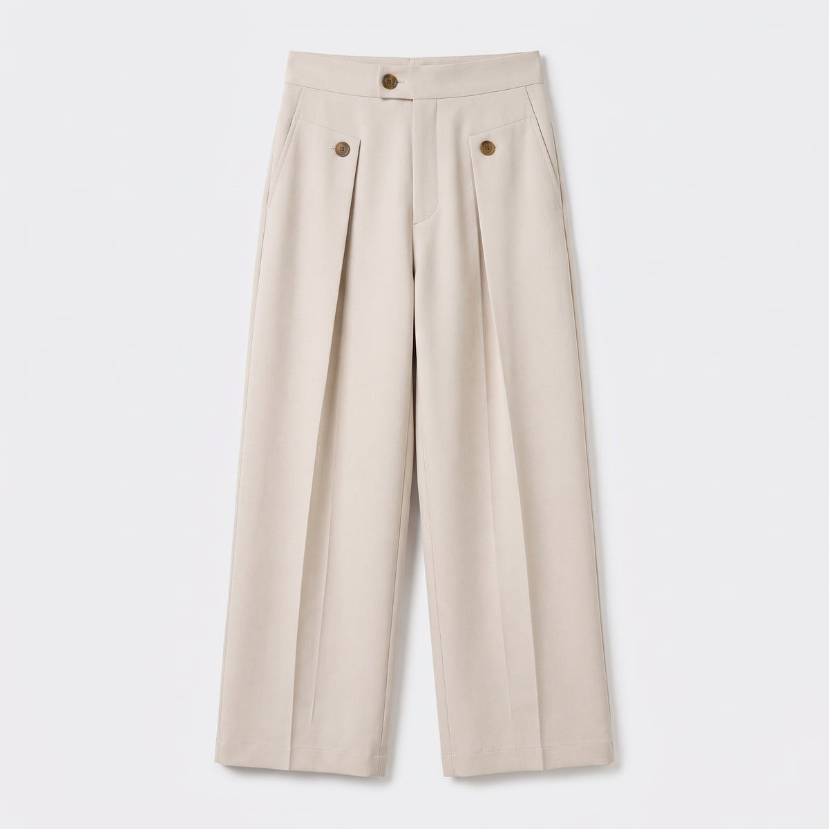 Herren Wide-Leg-Hose mit Bundfalten – Relaxed Fit — Beige