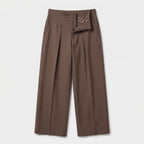 Herren Wide-Leg-Hose mit Bundfalten – Relaxed Fit — Braun
