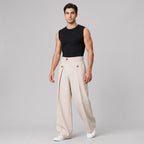 Herren Wide-Leg-Hose mit Bundfalten – Relaxed Fit — Beige