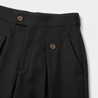Herren Wide-Leg-Hose mit Bundfalten – Relaxed Fit — Schwarz