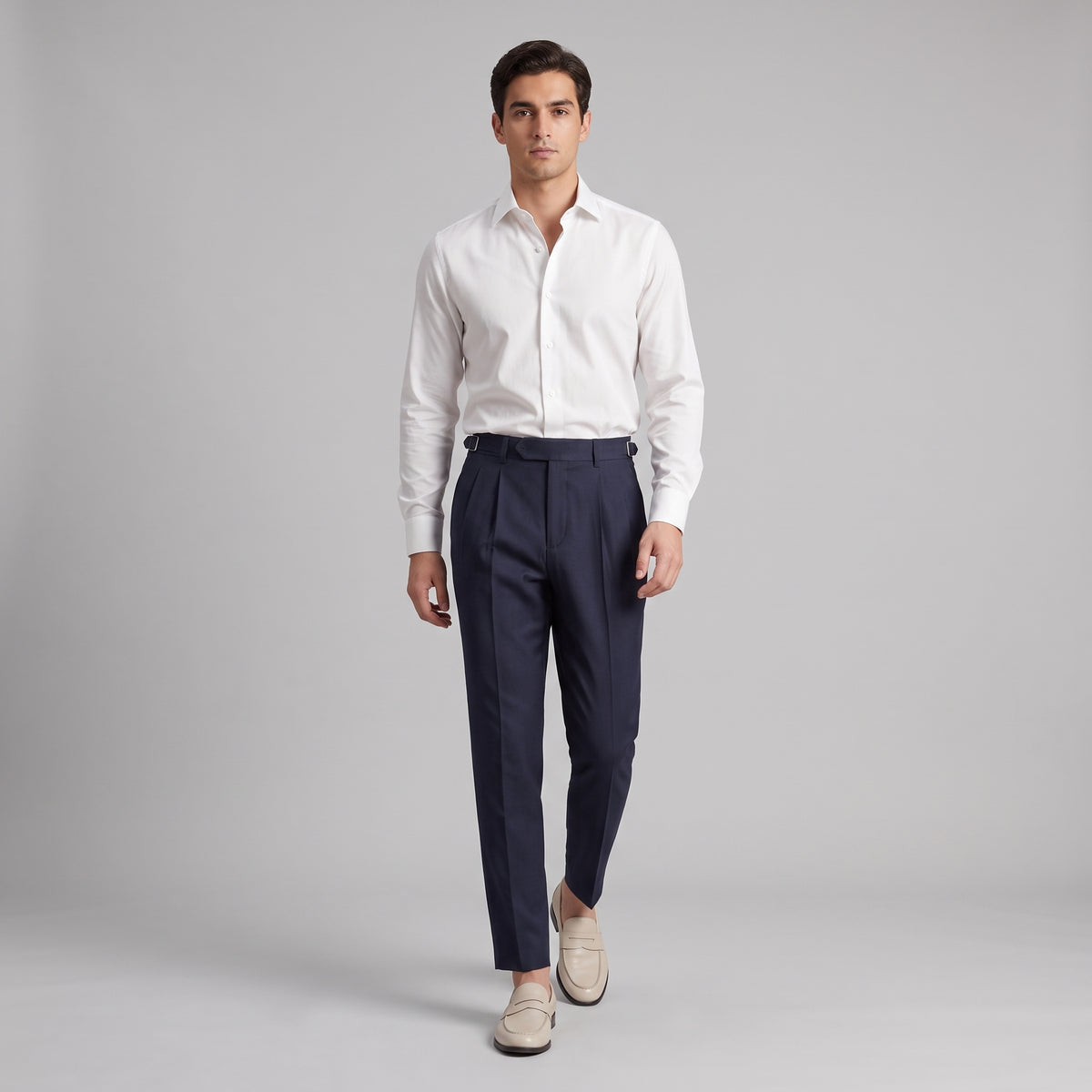 Herren Bundfaltenhose mit geradem Bein – Regular Fit — Marineblau