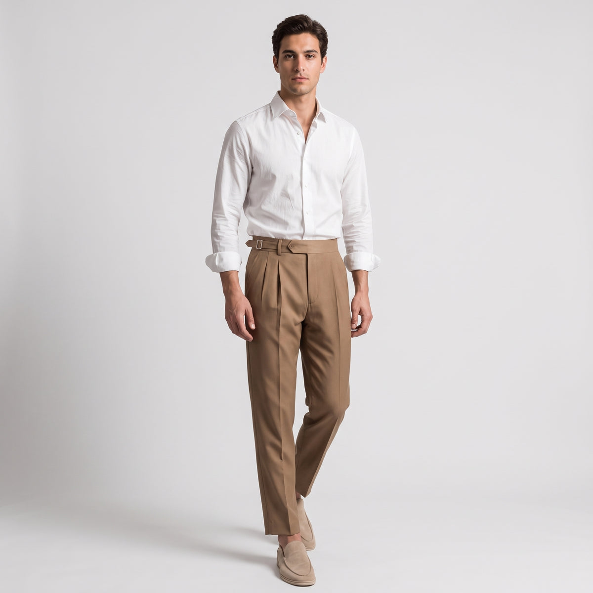 Herren Bundfaltenhose mit geradem Bein – Regular Fit — Braun