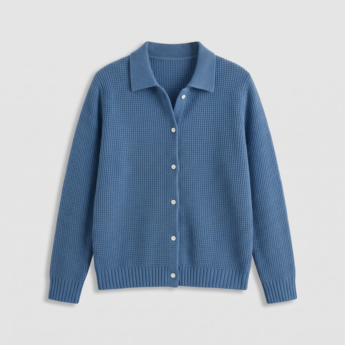 Damen Strickjacke mit Hemdkragen – Relaxed Fit — Dunkelblau