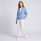 Damen Strickjacke mit Hemdkragen – Relaxed Fit — Blau