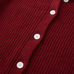 Damen Strickjacke mit Hemdkragen – Relaxed Fit — Weinrot