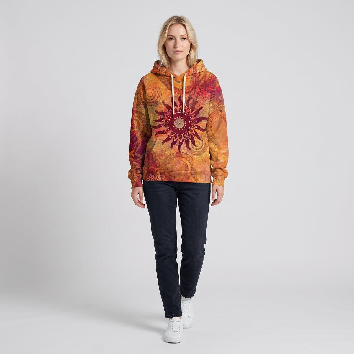Damen Hoodie mit Sunburst-Print – Relaxed Fit