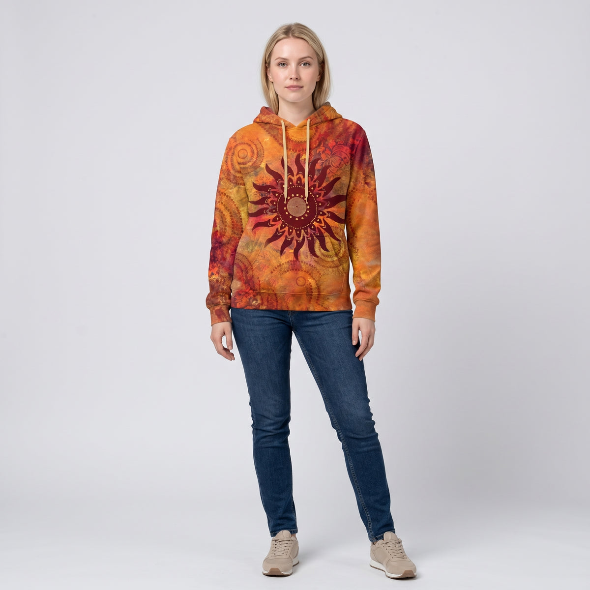Damen Hoodie mit Sunburst-Print – Relaxed Fit