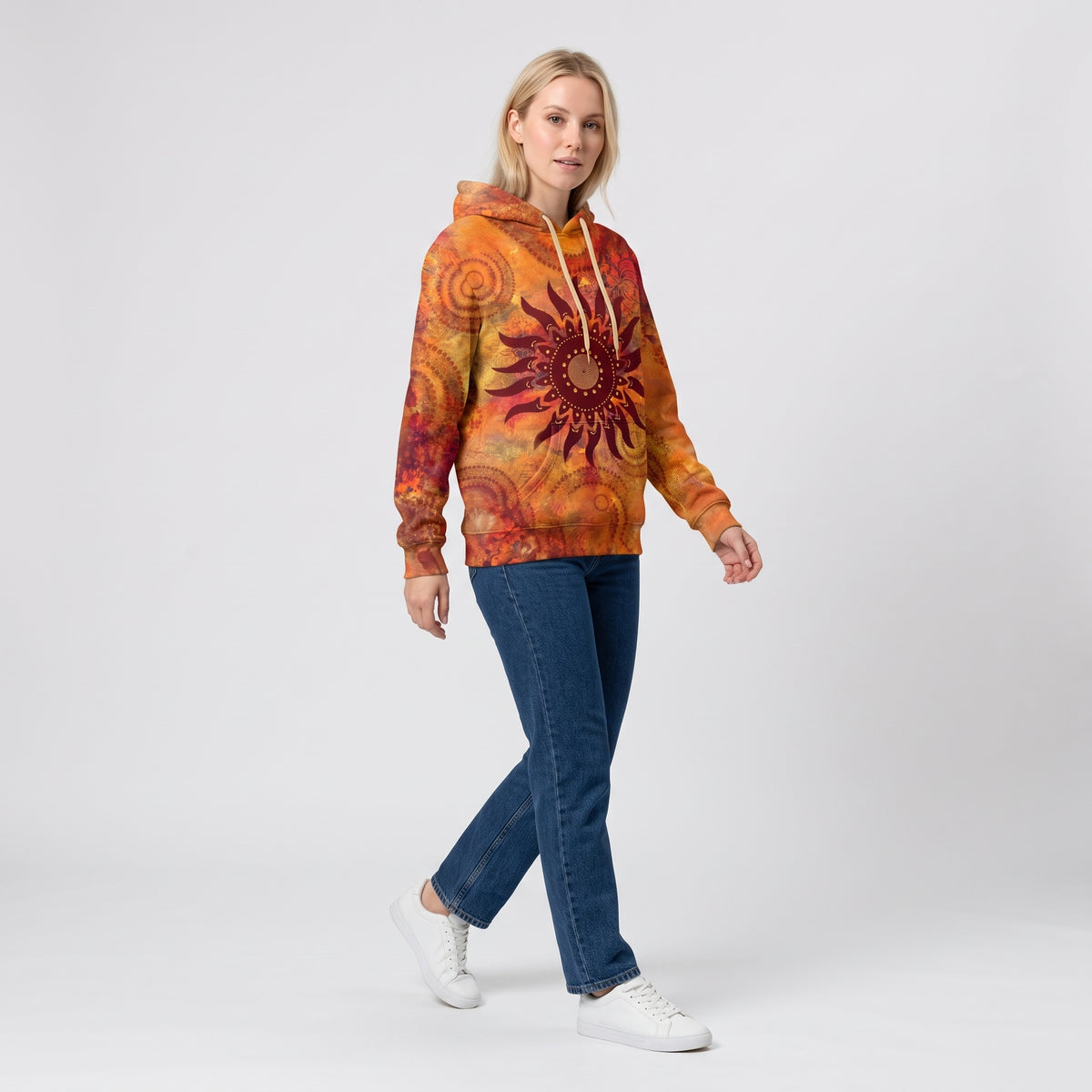 Damen Hoodie mit Sunburst-Print – Relaxed Fit