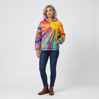 Damen Multicolor Hoodie mit Patchwork-Print – Relaxed Fit