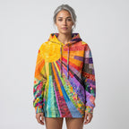 Damen Multicolor Hoodie mit Patchwork-Print – Relaxed Fit