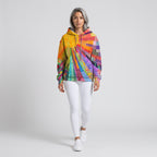 Damen Multicolor Hoodie mit Patchwork-Print – Relaxed Fit