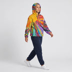 Damen Multicolor Hoodie mit Patchwork-Print – Relaxed Fit