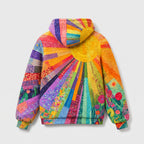 Damen Multicolor Hoodie mit Patchwork-Print – Relaxed Fit