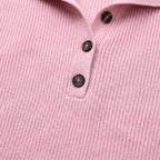 Damen Strick-Polopullover mit Knopfleiste – Lockerer Schnitt — Zartrosa