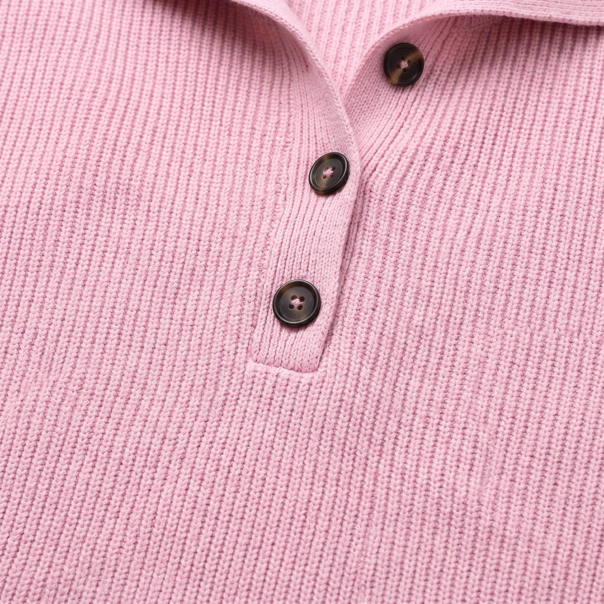Damen Strick-Polopullover mit Knopfleiste – Lockerer Schnitt — Zartrosa