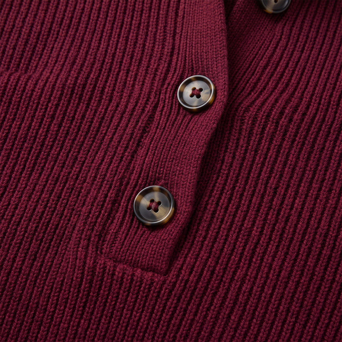 Damen Strick-Polopullover mit Knopfleiste – Lockerer Schnitt — Burgund