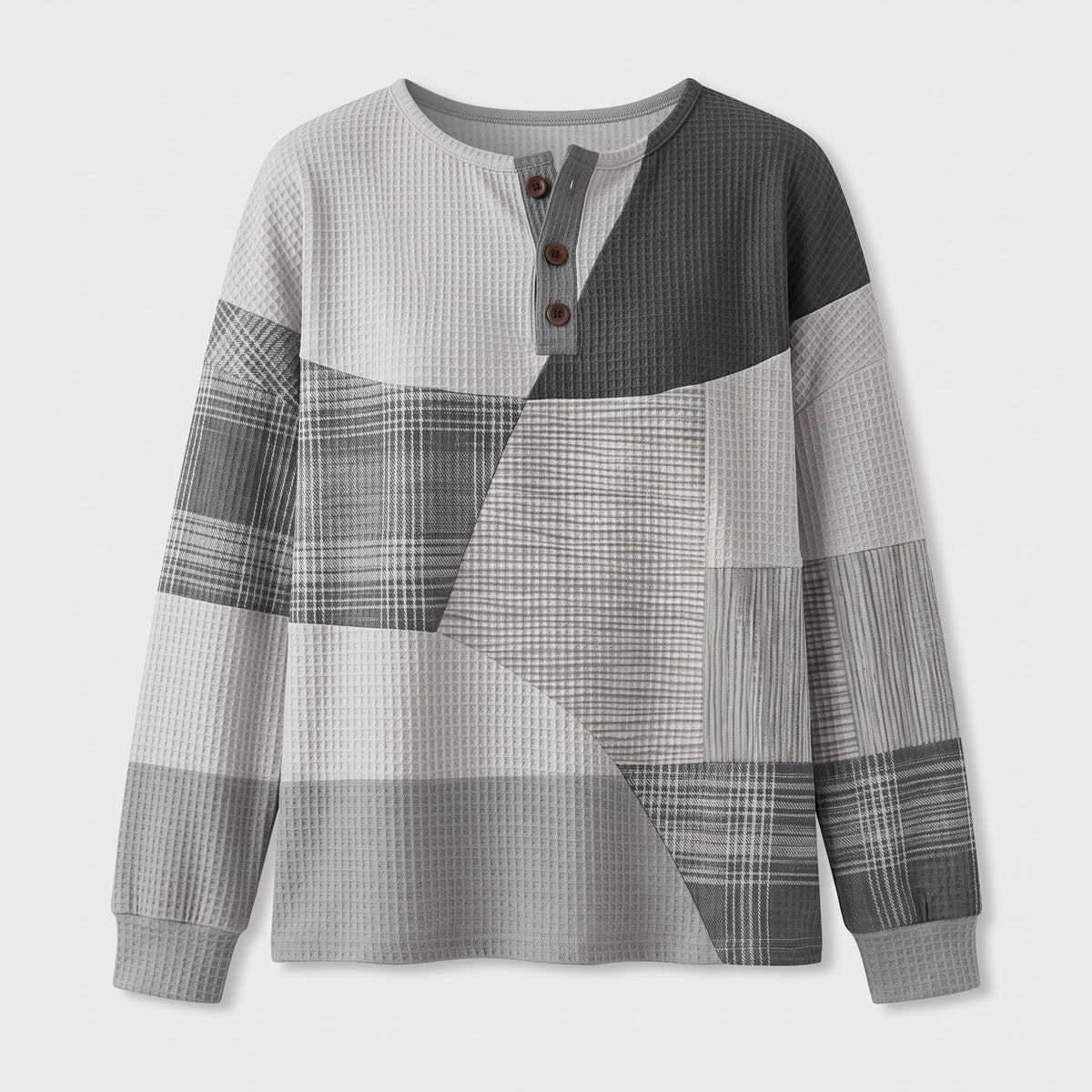 Damen Strickpullover mit Colorblock-Muster – Relaxed Fit — Grau