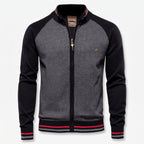 Herren Strickjacke mit Reißverschluss und Stehkragen – Slim Fit — Schwarz