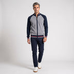 Herren Strickjacke mit Reißverschluss und Stehkragen – Slim Fit — Marineblau