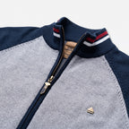 Herren Strickjacke mit Reißverschluss und Stehkragen – Slim Fit — Marineblau