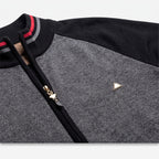 Herren Strickjacke mit Reißverschluss und Stehkragen – Slim Fit — Schwarz