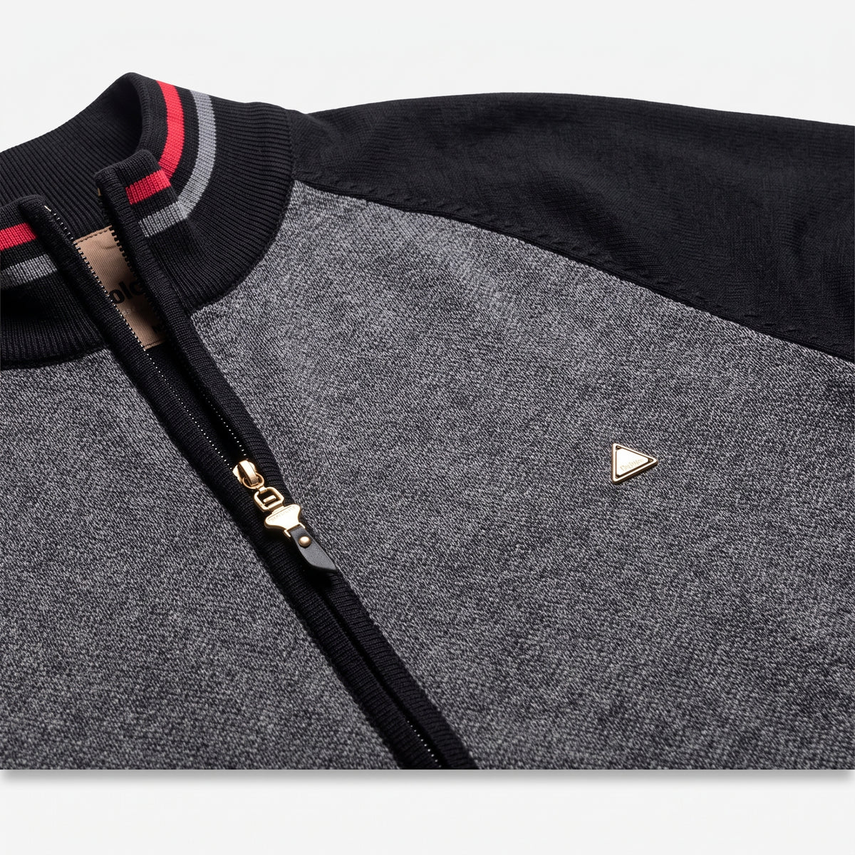 Herren Strickjacke mit Reißverschluss und Stehkragen – Slim Fit — Schwarz