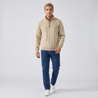 Herren Zopfstrick-Troyer mit Quarter-Zip – Regular Fit — Beige