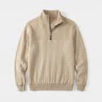 Herren Zopfstrick-Troyer mit Quarter-Zip – Regular Fit — Beige