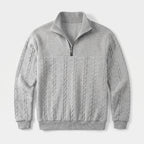 Herren Zopfstrick-Troyer mit Quarter-Zip – Regular Fit — Grau