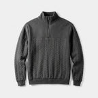 Herren Zopfstrick-Troyer mit Quarter-Zip – Regular Fit — Schwarz