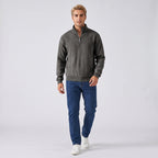 Herren Zopfstrick-Troyer mit Quarter-Zip – Regular Fit — Schwarz