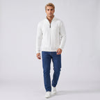 Herren Zopfstrick-Troyer mit Quarter-Zip – Regular Fit — Weiß