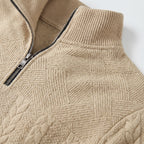Herren Zopfstrick-Troyer mit Quarter-Zip – Regular Fit — Beige