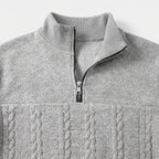 Herren Zopfstrick-Troyer mit Quarter-Zip – Regular Fit — Grau