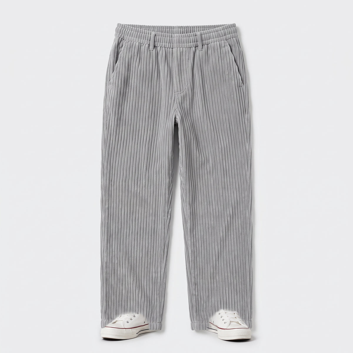 Herren Cordhose mit Kordelzug – Relaxed Fit — Grau