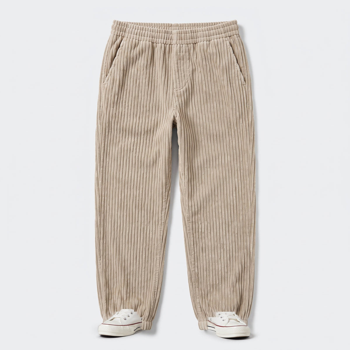 Herren Cordhose mit Kordelzug – Relaxed Fit — Khaki
