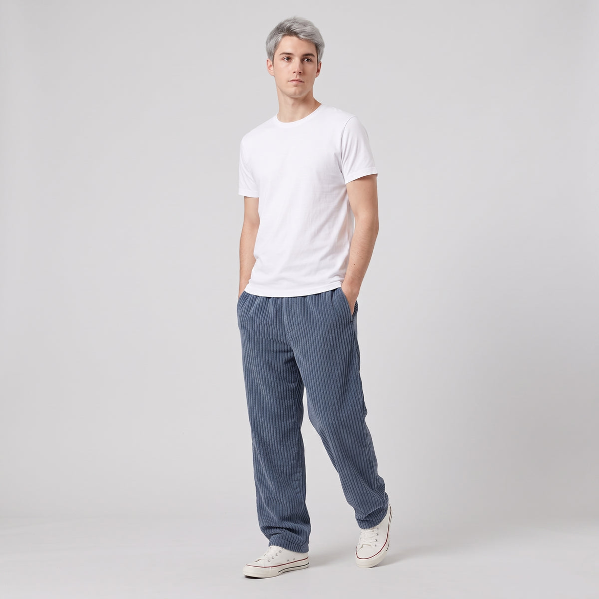 Herren Cordhose mit Kordelzug – Relaxed Fit — Blau