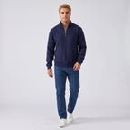 Herren Zopfstrick-Troyer mit Quarter-Zip – Regular Fit — Blau