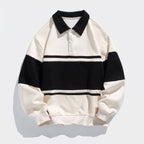 Herren Langarm-Poloshirt mit Kontraststreifen – Regular Fit — Offwhite