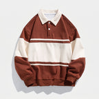 Herren Langarm-Poloshirt mit Kontraststreifen – Regular Fit — Canyon Braun