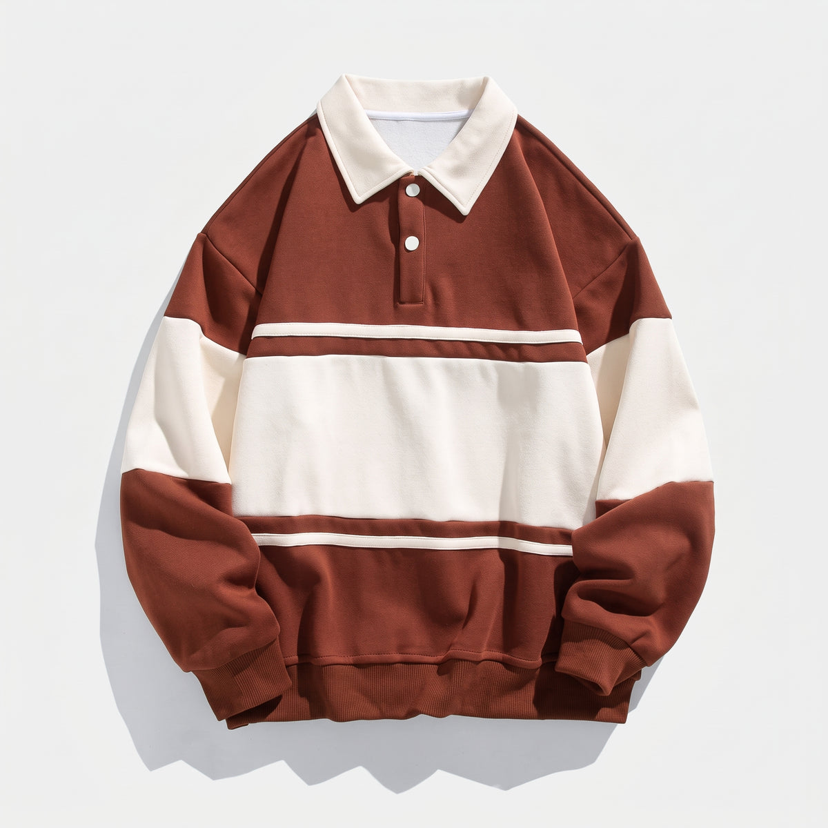 Herren Langarm-Poloshirt mit Kontraststreifen – Regular Fit — Canyon Braun