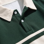 Herren Langarm-Poloshirt mit Kontraststreifen – Regular Fit — Dunkelgrün