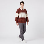 Herren Langarm-Poloshirt mit Kontraststreifen – Regular Fit — Canyon Braun