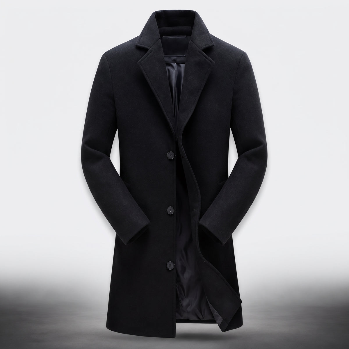 Herren Wintermantel mit Reverskragen – Regular Fit — Schwarz