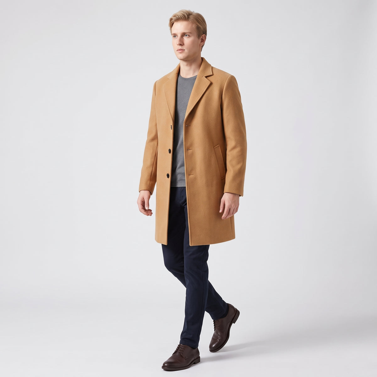 Herren Wintermantel mit Reverskragen – Regular Fit — Camel